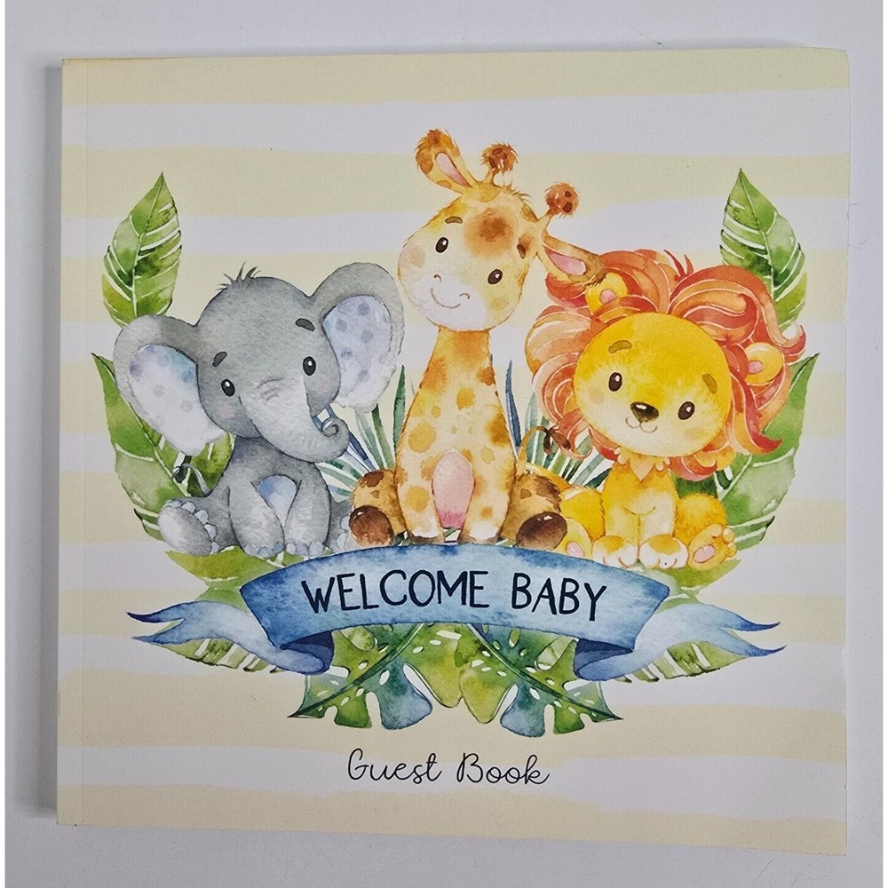 Baby Shower Guest Paperback Book Wishes Advice Parents Animals Lion Unisex NEW